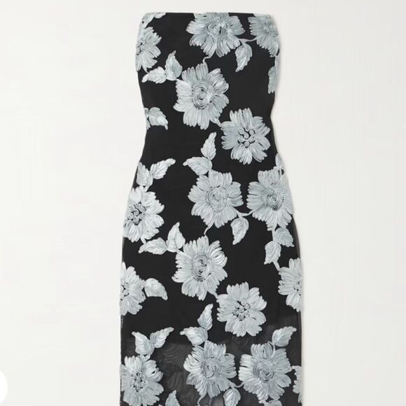 ROTATE BIRGER CHRISTENSEN appliquéd recycled-mesh/satin maxi dress, 36 - Picture 2 of 15